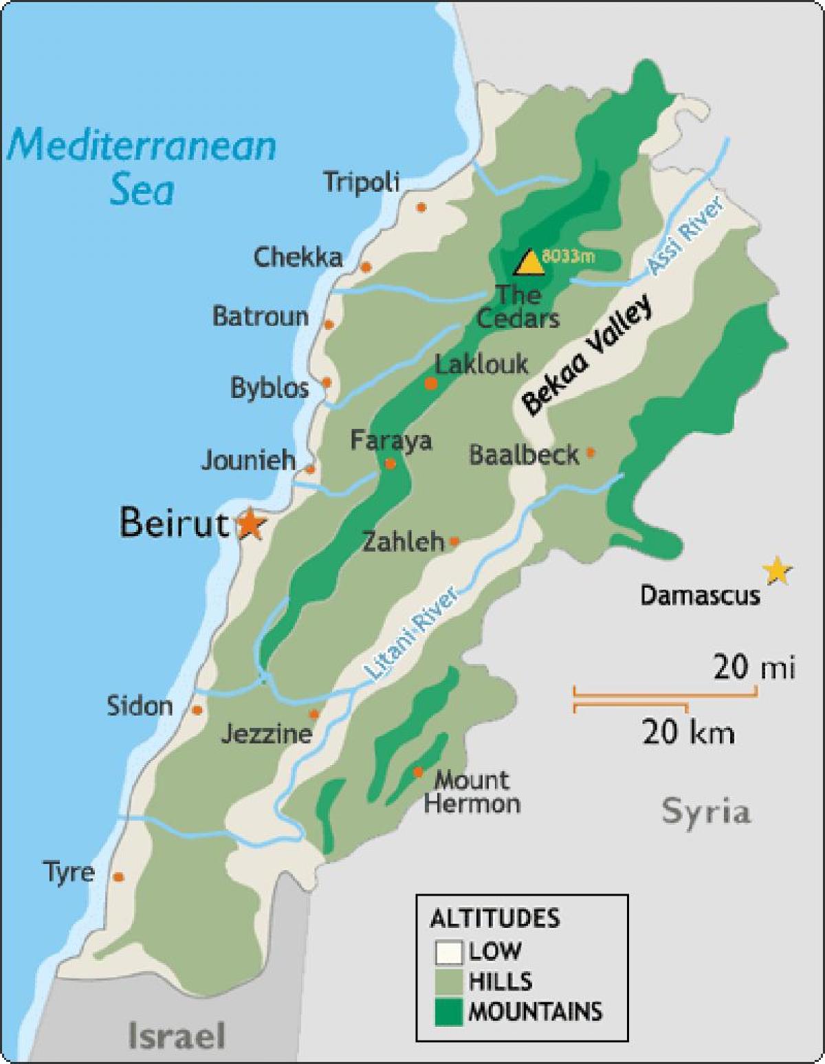 carte du Liban climat