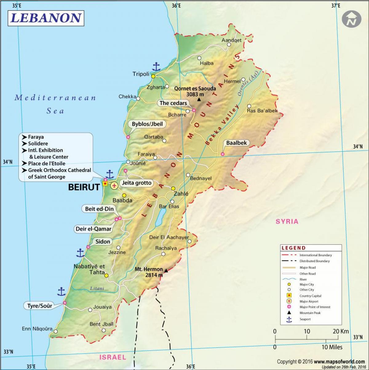 carte du Liban europe 