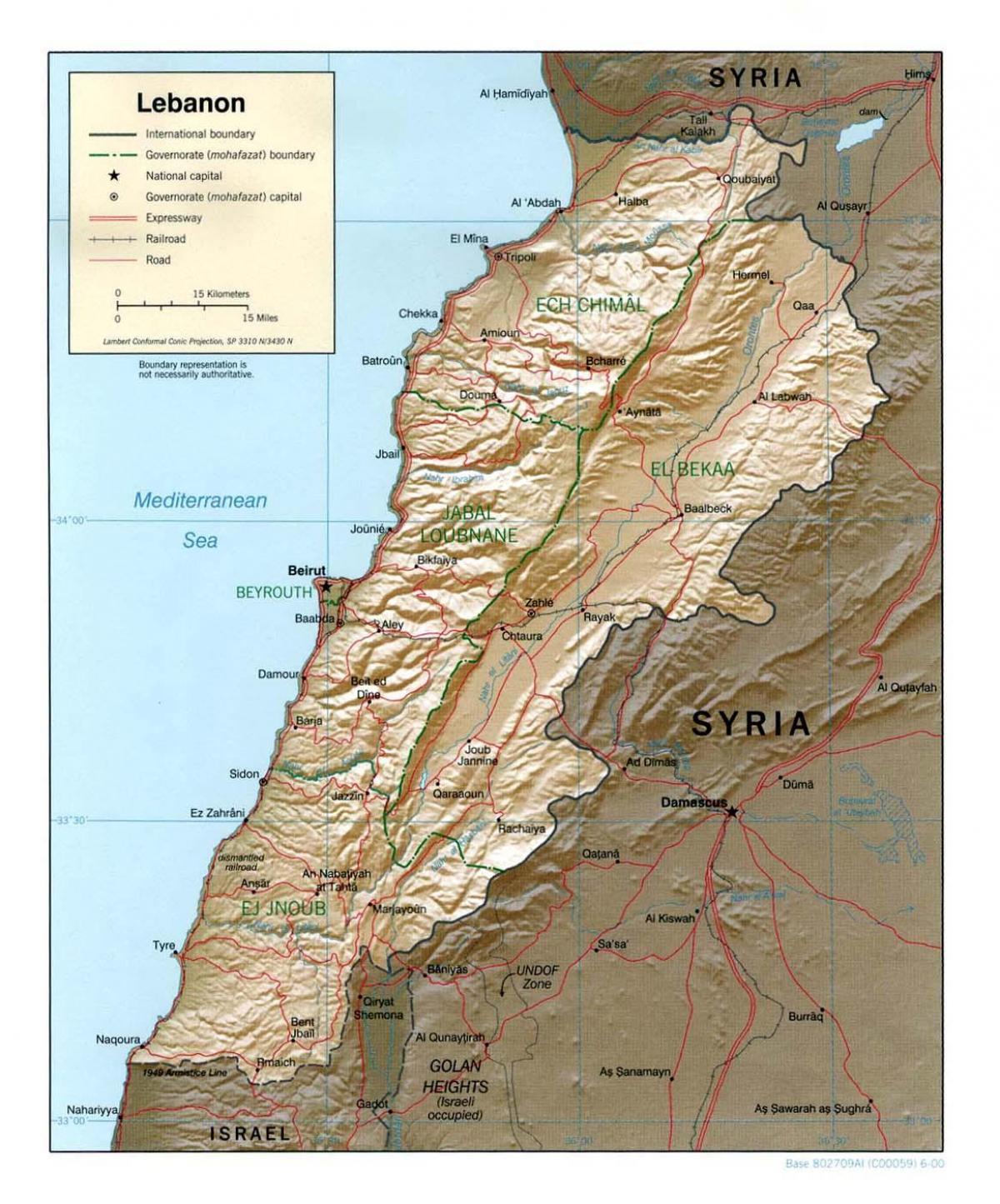 carte du Liban topographiques