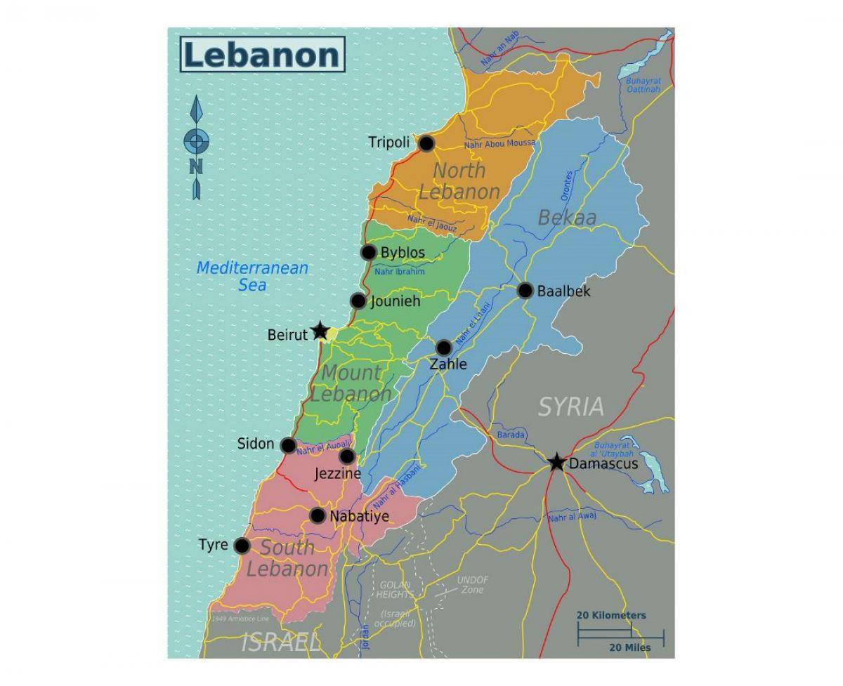 carte du Liban touristique