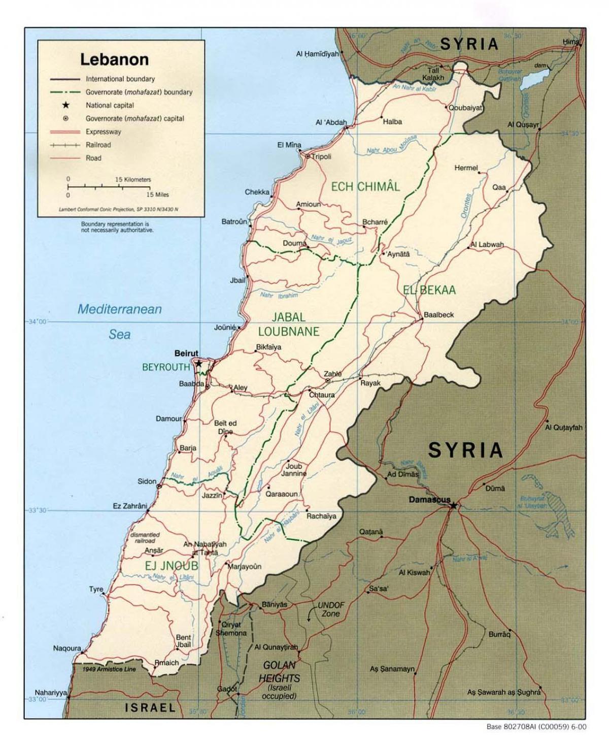 carte du Liban