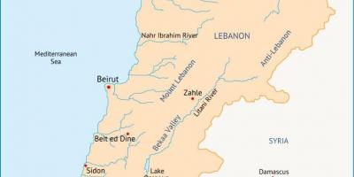 Liban les rivières de la carte